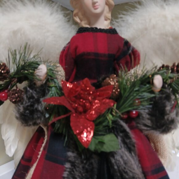 16" Plaid Angel Christmas Tree Topper / Ornament - Picture 3 of 6